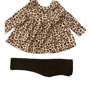 Baby Cheeta Print Dress and black leggings Size 12Months